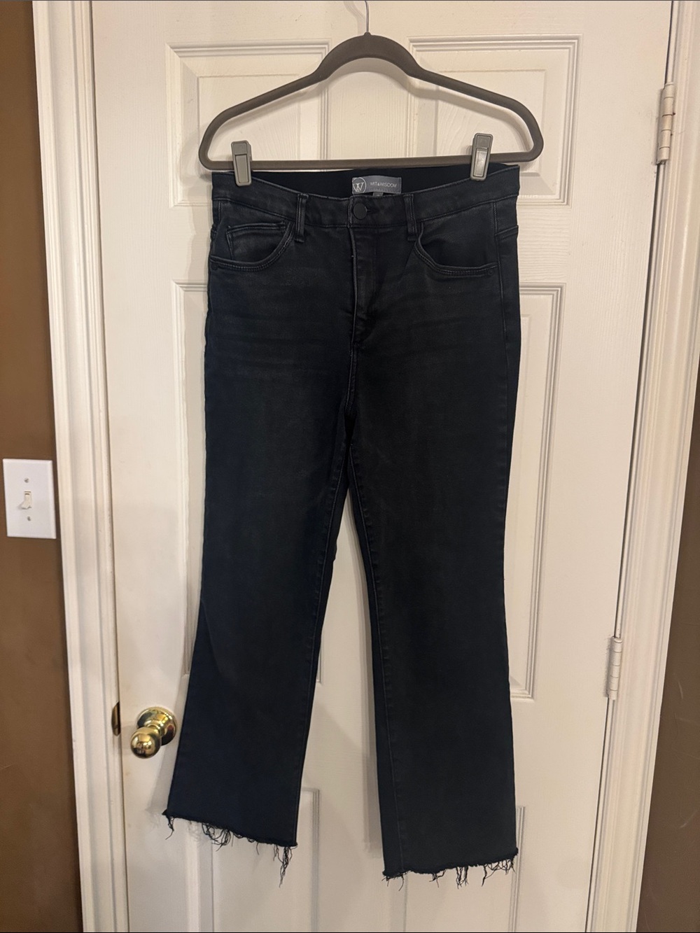 Wit & Wisdom Washed Black Wide Leg Jeans with Raw Hem